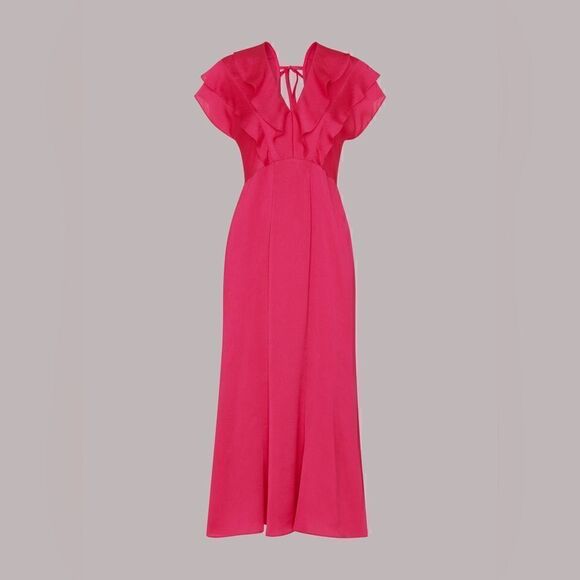 ADELINE FRILL MIDI DRESS - - Picture 1 of 7